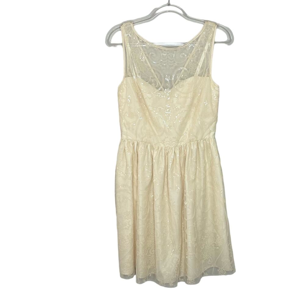 Jill Stuart Women’s 6 Sequin Ivory Mini Fit & Flare Dress - Picture 4 of 10